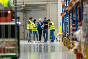 Logistics consultants in a warehouse